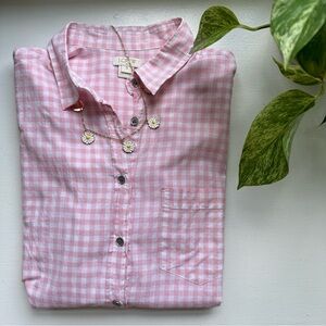 J.Crew Button Down Perfect Shirt in Pink and White Gingham